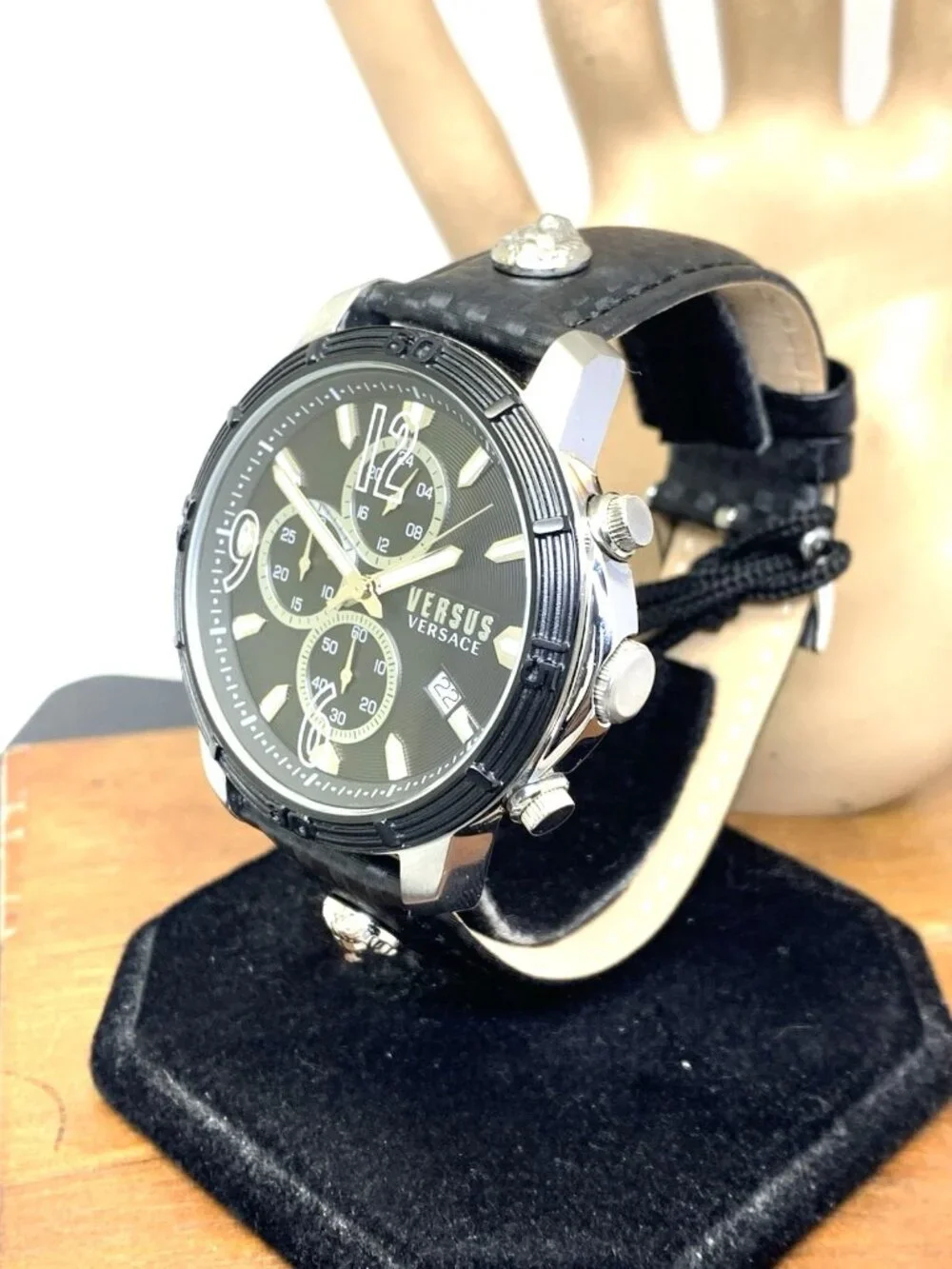 Versus by Versace Men's Watch VSPHJ1021 Quartz Chronograph Leather Band 46mm